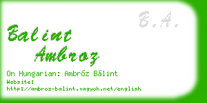 balint ambroz business card
